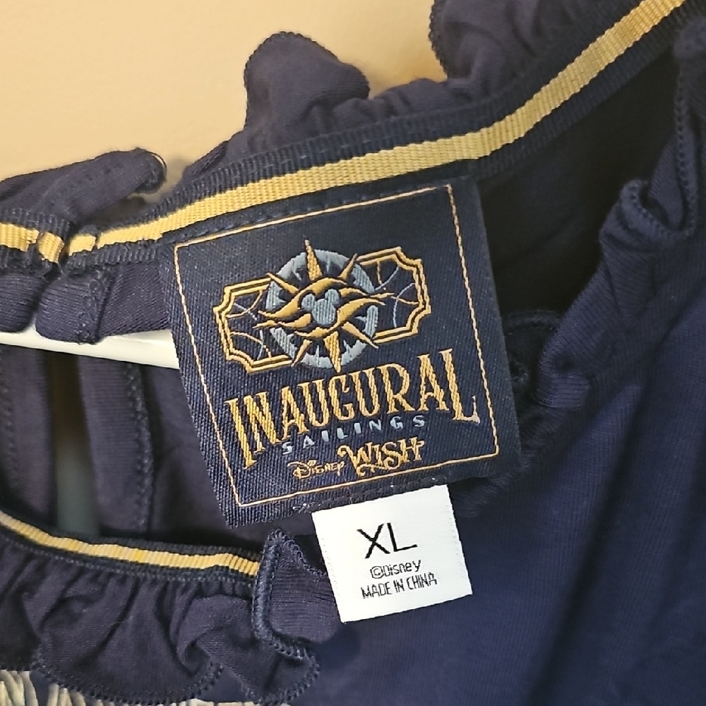 Disney Wish Navy Inaugural Top with Gold Accents Sleeveless Lightweight - Picture 2 of 5